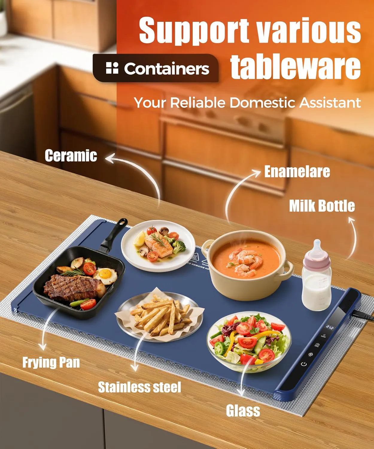 Food Warming Mat with Heat-Resistant Pad